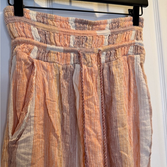 Free People Orange Striped Cropped Linen Blend Trousers Size XS - Picture 7 of 9